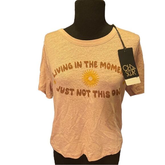 NWT Chaser Living In the Moment linen boxy short sleeve tee Size M - Picture 2 of 9